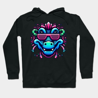 neon cyberpunk gator graphic Hoodie